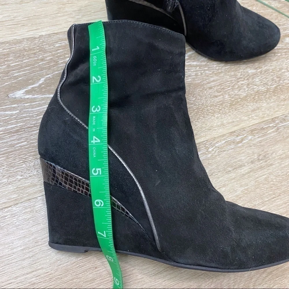 Aquatalia Suede Leather Wedge Ankle Booties